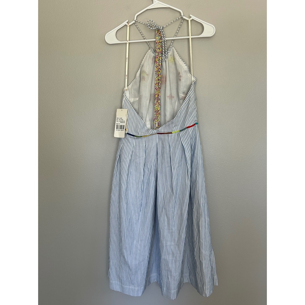 NWT Derhy Paris 100% Cotton Embroidered Halter Midi Dress M Open Back Boho - Picture 8 of 15